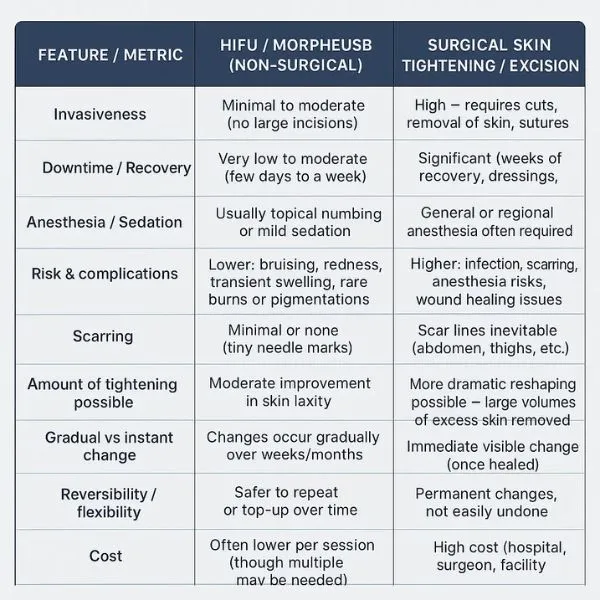 Lost the Weight but Not the Loose Skin? 3 A table showing the benefits of Lipo Sculpt Stratford treatments to combat loose skin.